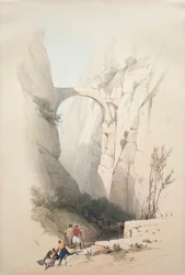 Triumfbue krysser ravinen som fører til Petra, 1839.
