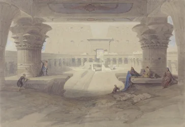 Utsikt fra under portikken til Edfu-tempelet, Øvre Egypt