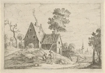 Landskap med hus