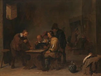 Gamblers menn terninger i en taverna