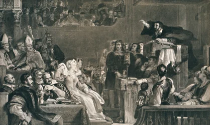 John Knox Preaching for the Lords of the Congregation, 10. juni 1559, c1827, 1912