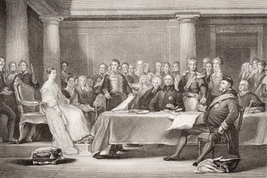 Dronning Victorias første råd, Kensington Palace, 21. juni 1837, fra "Illustrasjoner av engelsk og skotsk historie" bind II