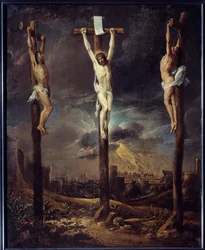 Le Calvary-maleri av David Teniers I Le Vieux (1582-1649) 1600-tallets søn. 0,86x0,69 m