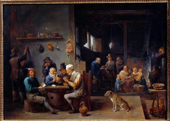 Et kortspill på vertshuset Painting flam. av David Teniers II le Jeune (1610-1690) 1645 søn. 0,62x0,87 m Grenoble, musee des Beaux Arts
