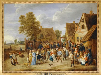 Landsbyfestival med et aristokratisk par...