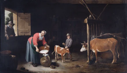 Interiør i en fjøs, ca. 1640-50 (olje på lerret)