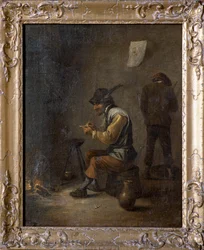 Bønder i et interiør (olje på lerret)