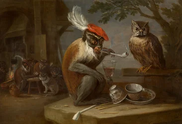 Singerie (olje på lerret)