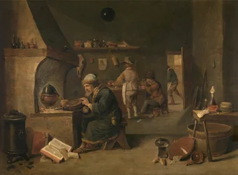 Alkymisten (olje på tre)