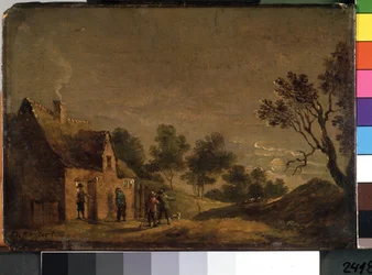 En taverna om natten (En taverna om natten). Maleri av David Teniers den yngre (1610-1690). Olje på tre