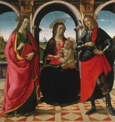 Jomfru og barn, med de hellige Apollonia og Sebastian