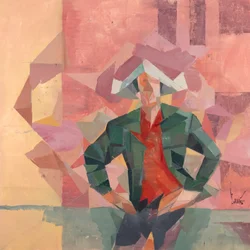 Robert Filliou 32, 2024 (olje på lin)