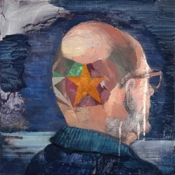 Selvportrett 3 (Tonsure, Marcel Duchamp), 2021 (olje på lin)