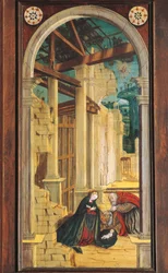 Perspektiv malt av Defendente Ferrari (1480 eller 1485-1540), på den bakre delen av koret fra 1500-tallet, Church of Saint Jerome, Biella. Italia