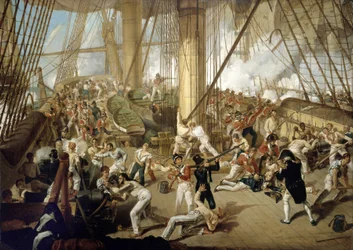 Horatio Nelsons (1758–1805) fall i slaget ved Trafalgar, 21. oktober