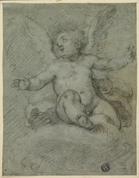 Putto sitter på skyer