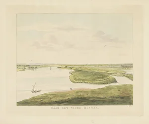 Utsikt over Waal nordøst for Nijmegen Mot nord-øst (tittel på objekt) Severdigheter rundt byen Nijmegen (serietittel) Geldersch panorama eller rund utsikt over livet tegnet på belvedere i Nymegen (serietittel)