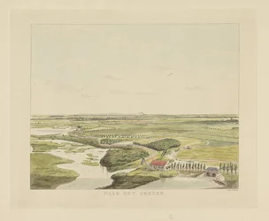 Utsikt over landskapet øst for Nijmegen Mot øst (tittel på objekt) Severdigheter rundt byen Nijmegen (serietittel) Geldersch panorama eller rund utsikt over livet tegnet på belvedere i Nymegen (serietittel)