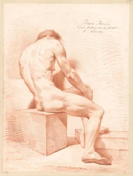 Sittende naken mann, sett bakfra (1. premie 1790)