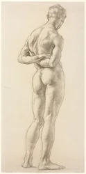 En studie av en mannsfigur, ca. 1906–07 (svart kritt på papir)