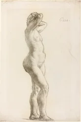 Studie av en kvinnefigur, ca. 1906–07 (svart kritt på papir)