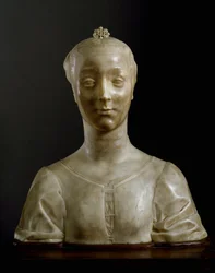Byste av en ung dame. Marmorskulptur av Desiderio da Settignano (ca. 1430-1464). Mål: 146 cm. Firenze, Museo Nazionale del Bargello
