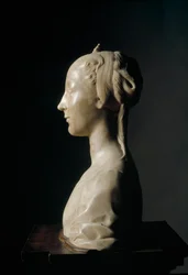 Byste av en ung dame. Marmorskulptur av Desiderio da Settignano (ca. 1430-1464). Mål: 146 cm. Firenze, Museo Nazionale del Bargello