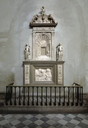 Marmortabernakel av Desiderio da Settignano (ca. 1430-1464) (Sakramentets alter, marmortabernakel), 1461, Firenze, San Lorenzo-kirken (Sankt Laurentius-kirken), Italia
