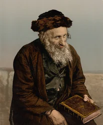 En israelitt, Jerusalem, Det hellige land, ca. 1890-c. 1900 (fotokromtrykk)