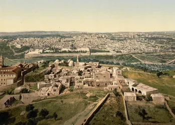 Generell visning, Jerusalem, Det hellige land, ca. 1890-c. 1900 (fotokromtrykk)
