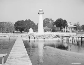 Biloxi fyrtårn, Biloxi, Mississippi, USA, ca. 1906 (s/hvitt-bilde)