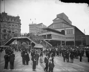Manhattan-inngangen til Brooklyn Bridge, New York, ca. 1905