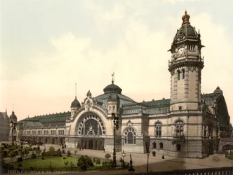 Jernbanestasjon, Köln, Tyskland, ca. 1900