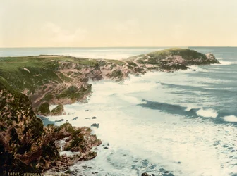 Towan Head, Newquay, Cornwall, England, Photochrome Print, ca. 1900