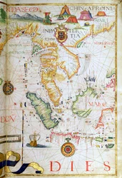 Fastlands-Sørøst-Asia, detalj fra et verdensatlas, 1565