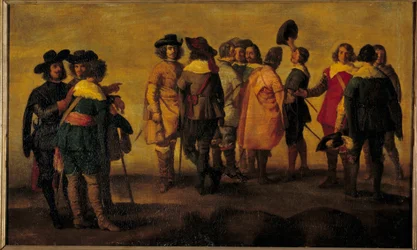 Samtale eller møte med tretten karakterer Maleri av følget til Diego Velasquez (1599-1660) 1600-tallet Søn. 0,47x0,77 m
