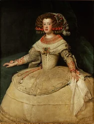 Maria Teresa, Infanta, datter av kong Filip IV av Spania og hans kone Isabella, giftet seg med Ludvig XIV av Frankrike … (olje på lerret)