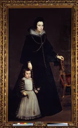 Portrett av Antonia de Ipenarrieta med sønnen Luis. Maleri av Diego Rodriguez de Silva y Velasquez (1599-1660)