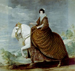Portrett av dronning Isabella av Bourbon på hesteryggen