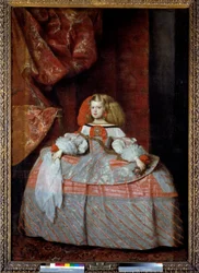 Portrett av infanta Margareta av Østerrike (1651-1673), datter av Filip IV. Maleri av Diego Velázquez (1599-1660), omkring 1659. Mål: 2,12 x 1,47 m. Madrid, Prado-museet