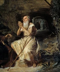Saint Anthony og Saint Paul Hermit Detalj som representerer Saint Paul av Theben. Maleri av Diego Rodriguez de Silva y Velasquez (1599-1660), cirka 1635. Olje på lerret. Mål: 2,57 X 1,88 m. Madrid, Musee Du Prado