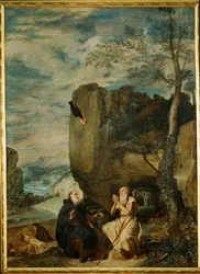 Sankt Antonius den store og Sankt Paulus, den første eremitten, ca. 1642 (maleri på lerret)