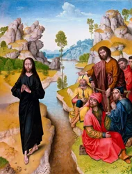 ""La predication de saint Jean Baptiste"" (Døperen Johannes forkynner) Maleri fra verkstedet til Dirk (Dieric) Bouts