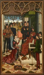 Otto III av Det hellige romerske rike (Otto III, 980-1002) - Otto IIIs rettferdighet, ildprøven - Keiser Otto IIIs rettferdighet: ildprøven - Bouts, Dirk (1410/20-1475) - 1471-1475 - 323,5x182 - De kongelige kunstmuseene i