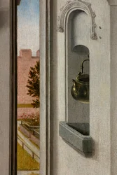 Sognekirke (Saint Peter Parish Church). maleri. Siste måltid. Dirk Bouts. 1464-1468. Detalj. Sentralt panel.