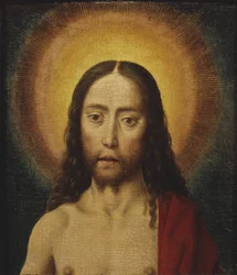 Tete du Christ - Kristi hode, av Bouts, Dirk (1410/20-1475). Olje på tre. Mål: 22,5x19 cm. Nationalmuseum Stockholm