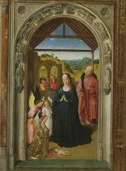 The Nativity, c.1445 olje på panel detalj av 36895