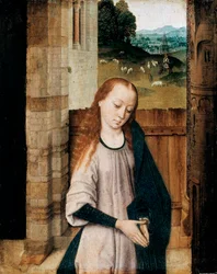 "Virgin in Adoration" (Virgin in Adoration) Maleri av Dirk Bouts (1410/20-1475)