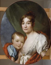 Portrett av grevinne Ekaterina Alexandrovna Shakhovskaya 1777-1846 med datter, 1807