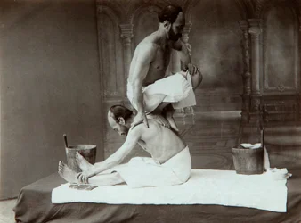 Det orientalske badet. Massasje, 1880-tallet